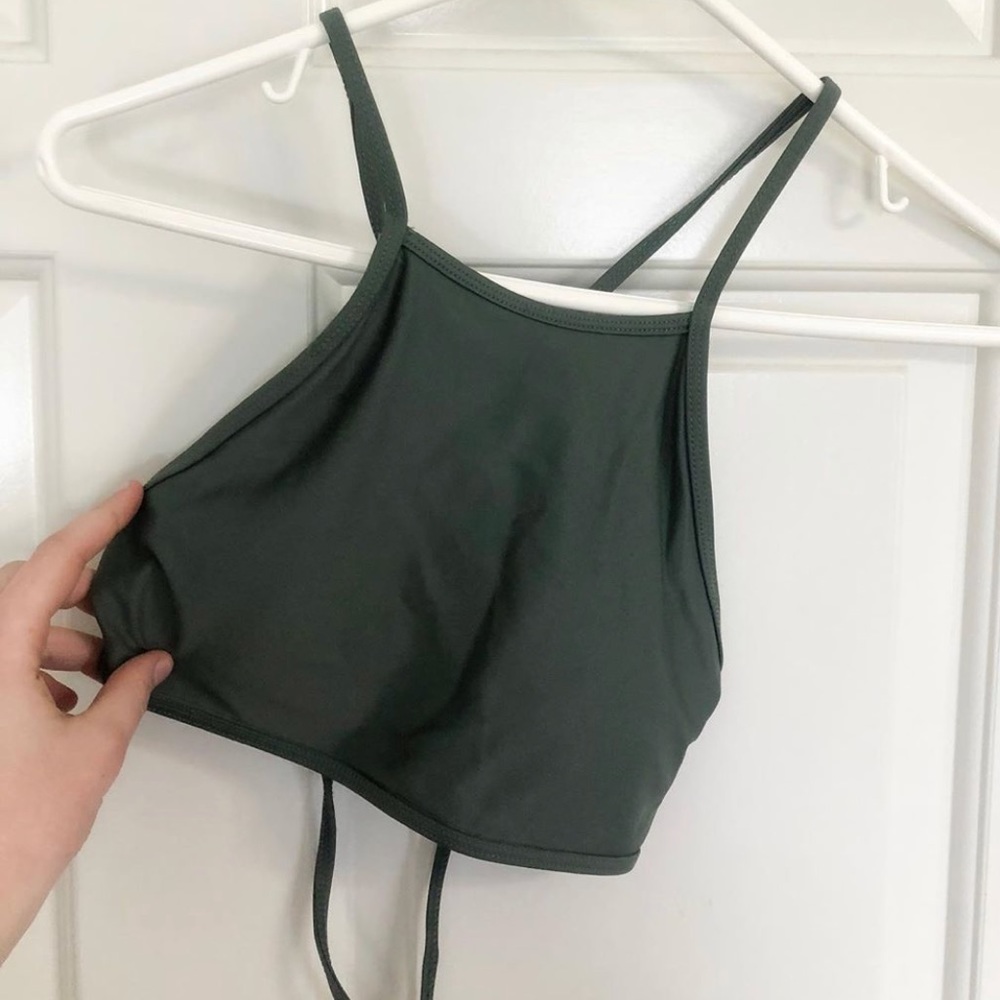 Aerie army green halter swim top